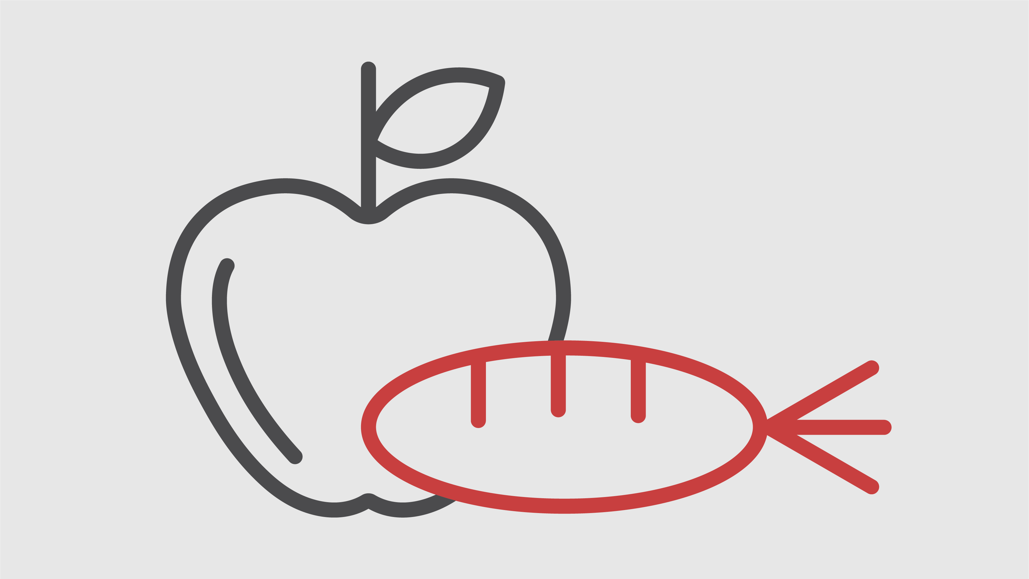 Piktogramm eines Apfels und einer Möhre