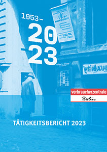 Cover des Tätigkeitsberichts der Verbraucherzentrale Berlin für 2023