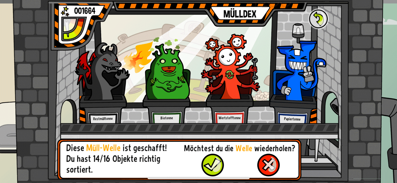 Screenshot aus dem App-Spiel "Die Müll AG"