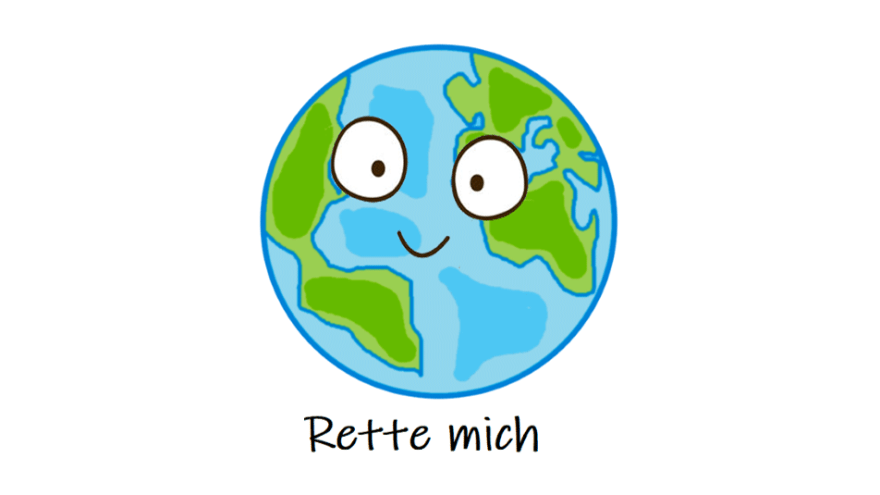 Illustration der Erde mit lächelndem Gesicht als Logo der App UMWELT-HERAUSFERUNG
