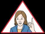 Grafik: Zeichnung einer Frau mit erhobenen Zeigefinger im Warndreieick